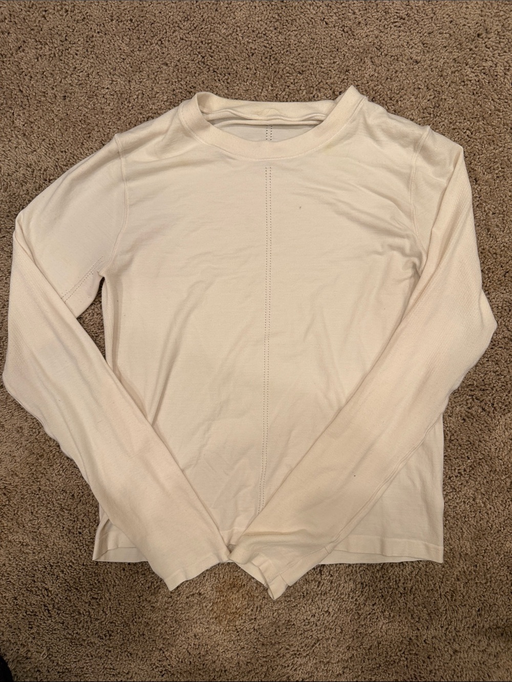 Athleta Cream Long Sleeve Crewneck Top